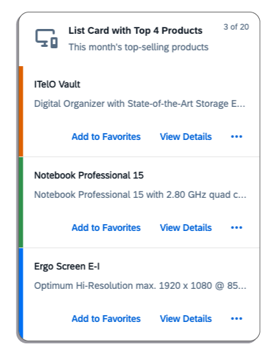 List Card - UI Integration Card SAP