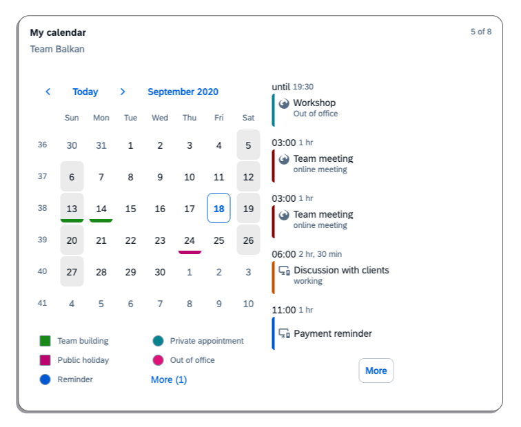 Calender Card - UI Integration Card SAP