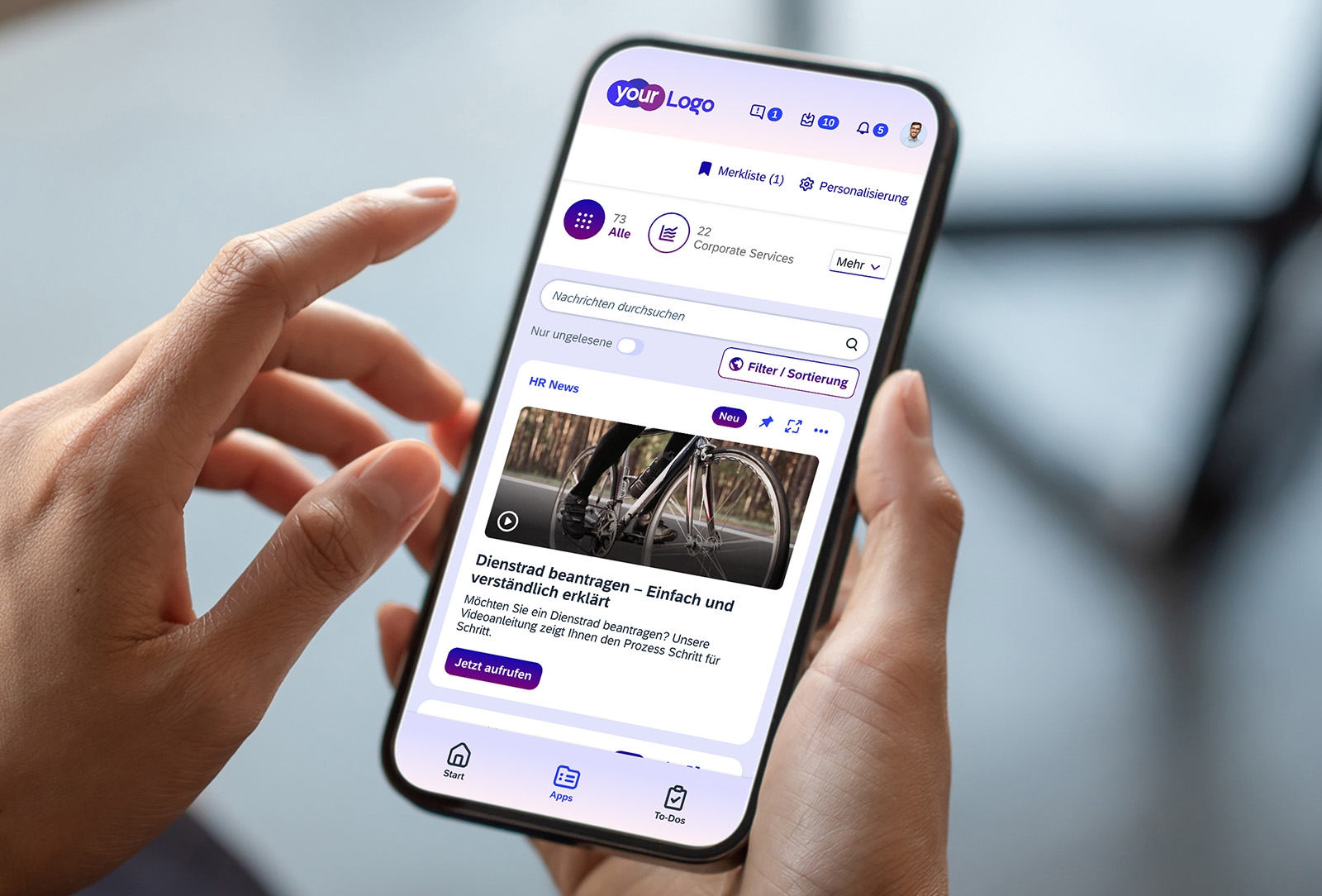 Foto von einer Info zum Thema „Dienstrad" auf einem Smartphone