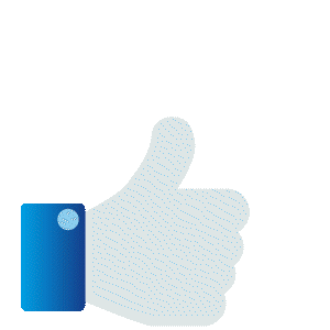 Illustration eines Daumens hoch mit Herzen als Symbol für Mitarbeiterwertschätzung und positives Feedback im Unternehmen