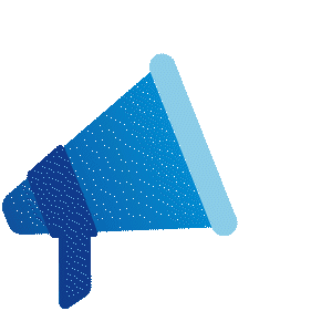 Symbolgrafik mit Megafon und Dokument als Darstellung für Unternehmenskommunikation und interne Ankündigungen über iNFOHUB