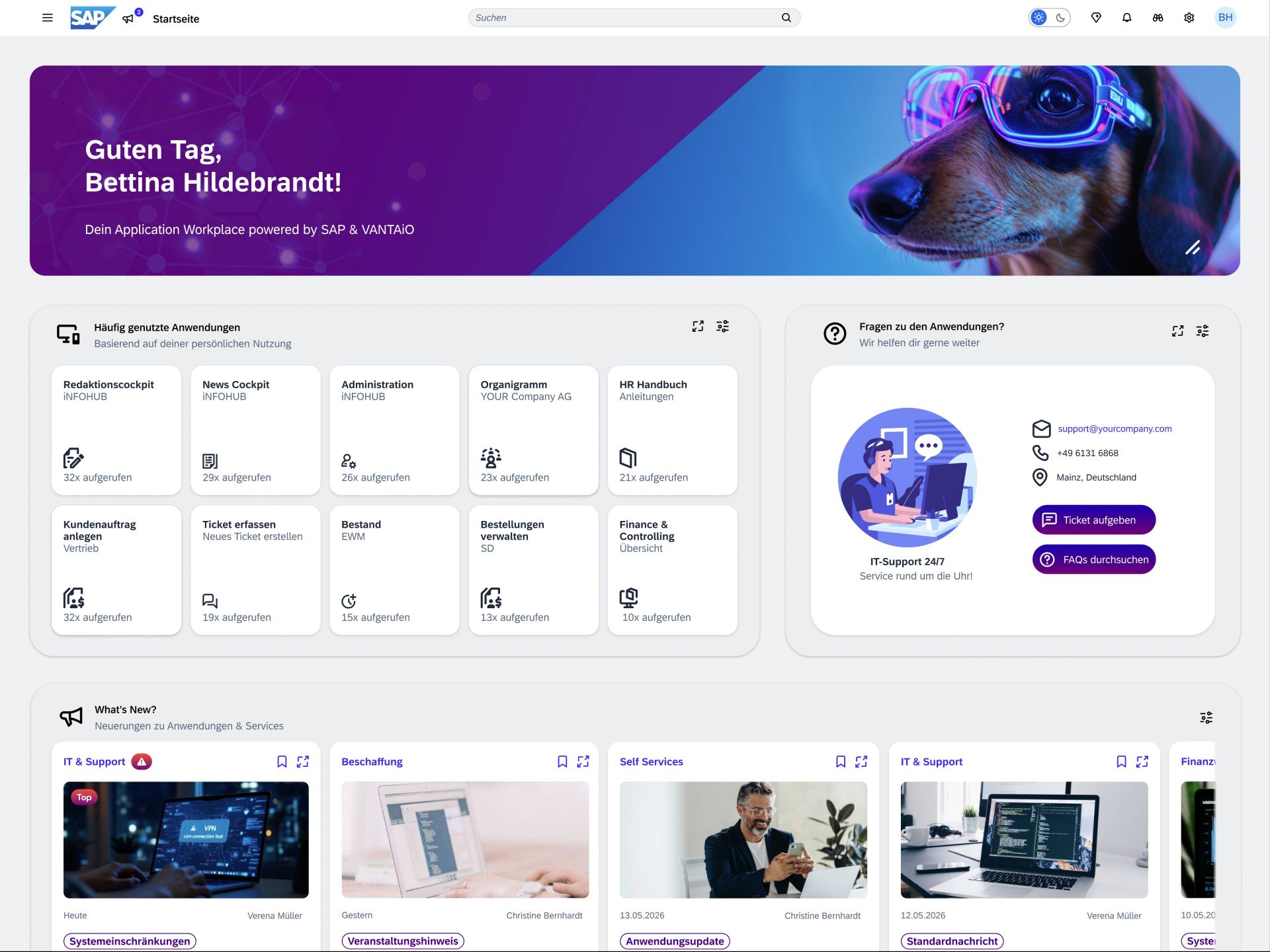 SAP Build Work Zone Standard home page
