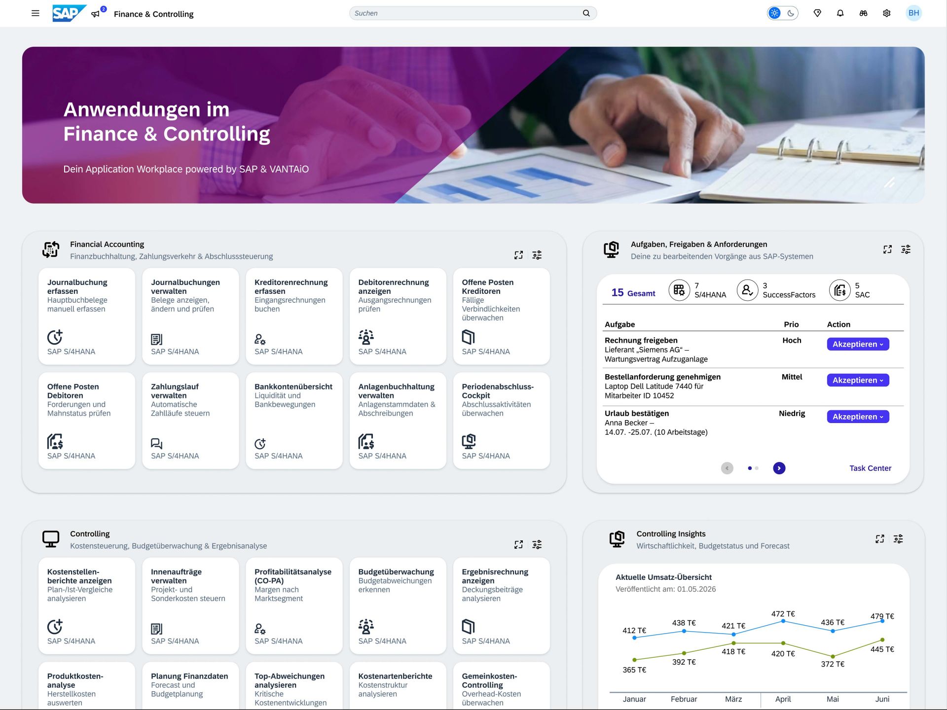 SAP Build Work Zone Standard Applikationsseite