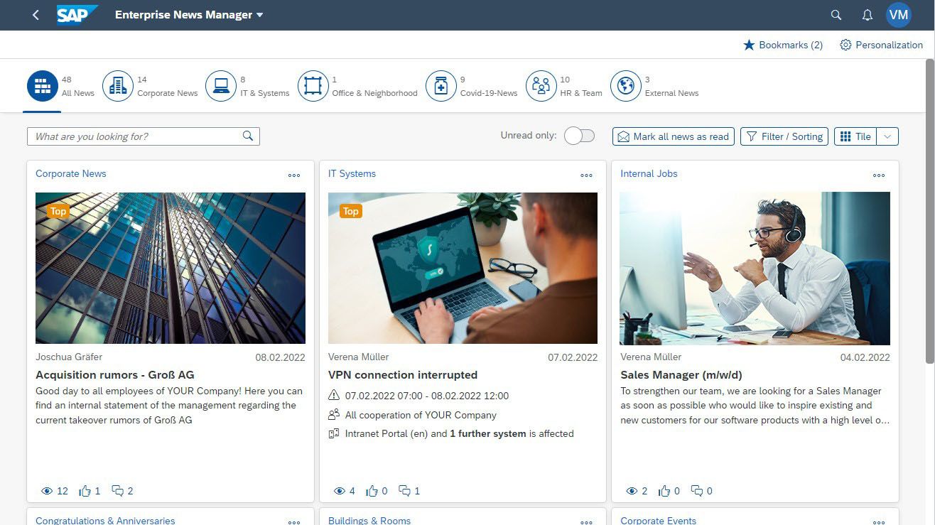 Enterprise News Manager on Desktop