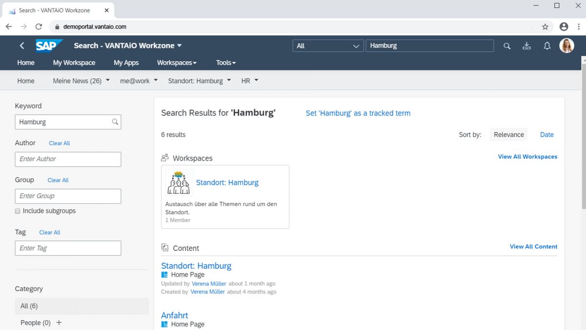 VANTAiO Digital Workplace based on SAP Work Zone
