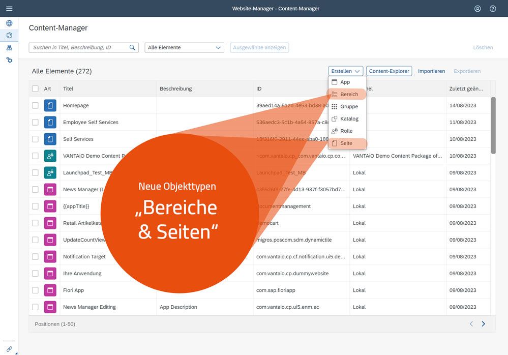 SAP Build Work Zone Standard, content manager