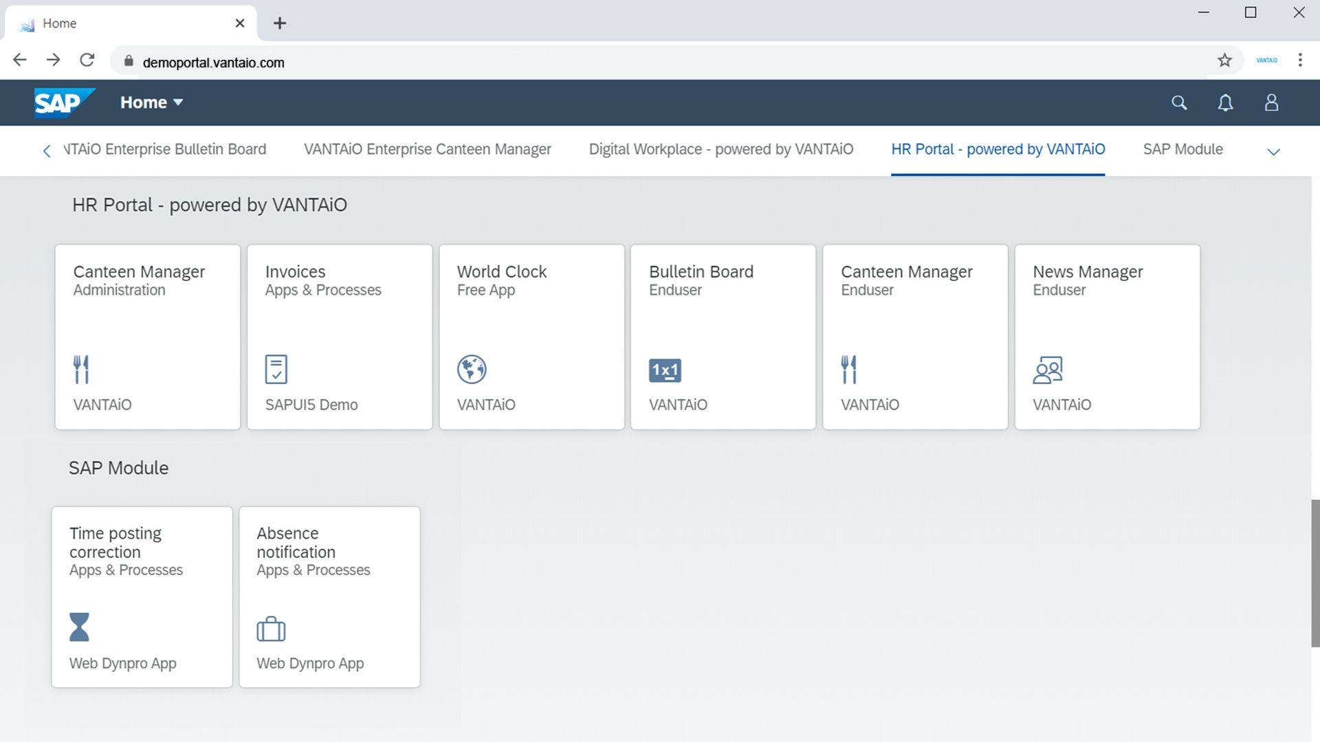 VANTAiO HR Portal based on SAP