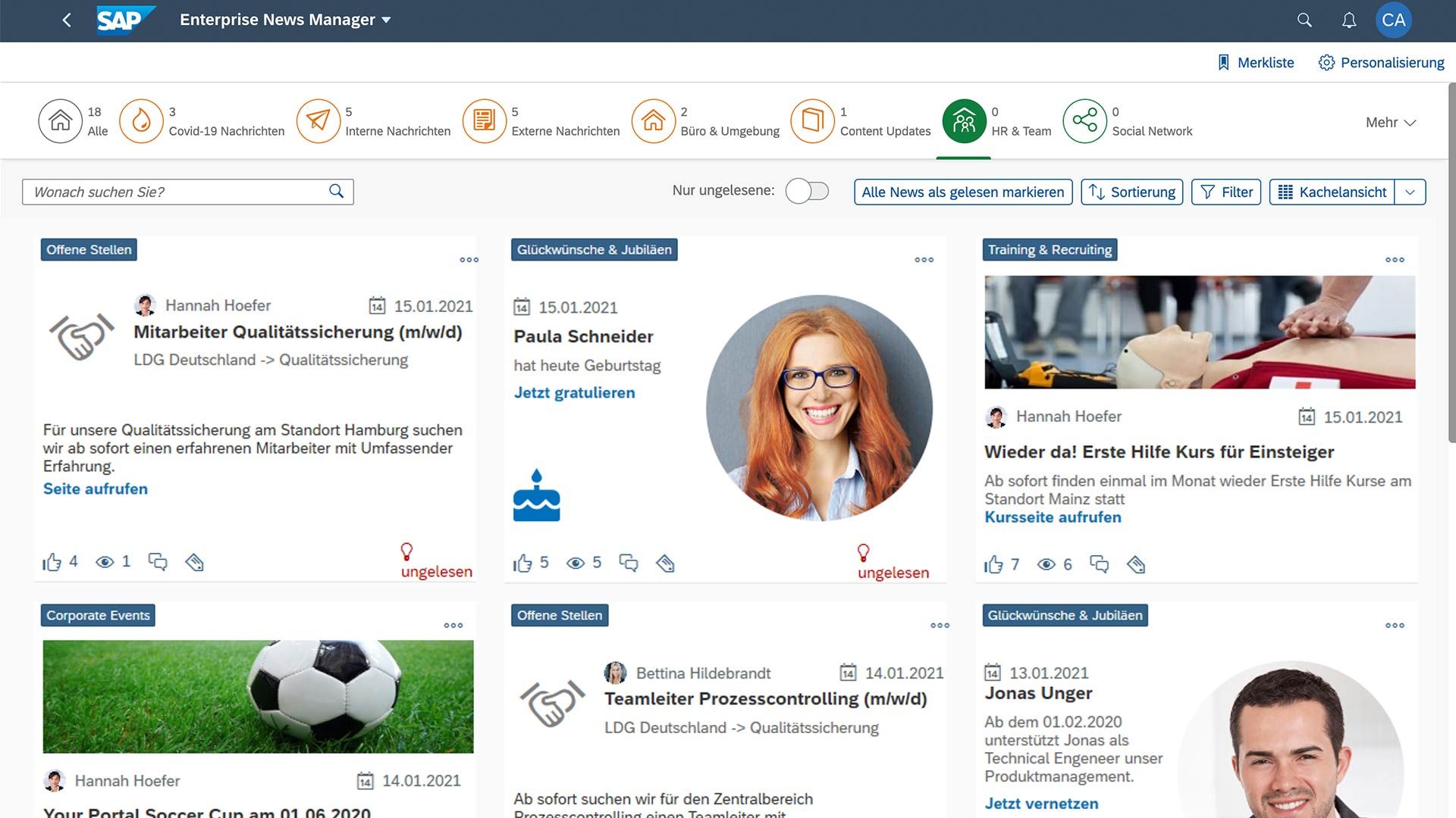 SAP HR Portal Enterprise News Manager