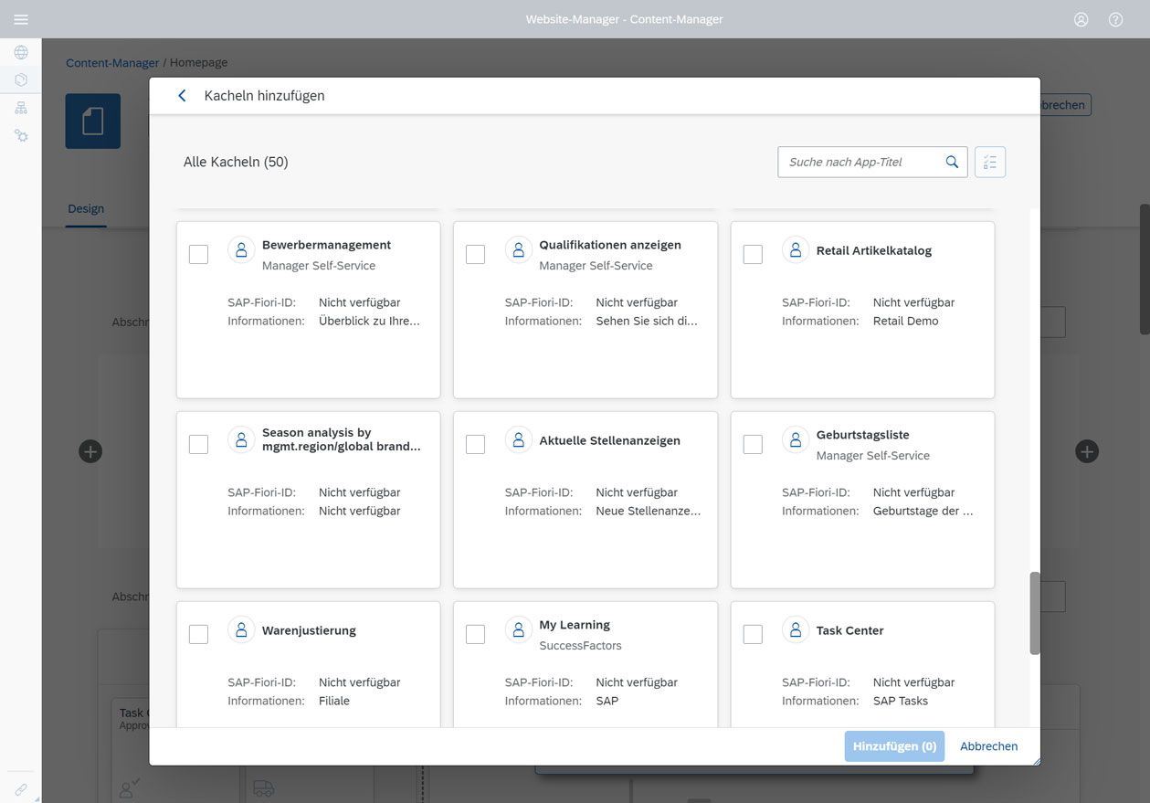 SAP Build Work Zone Standard, content manager edit