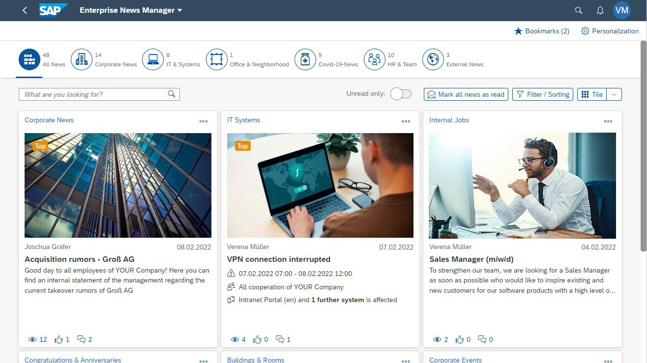 Enterprise News Manager on Desktop