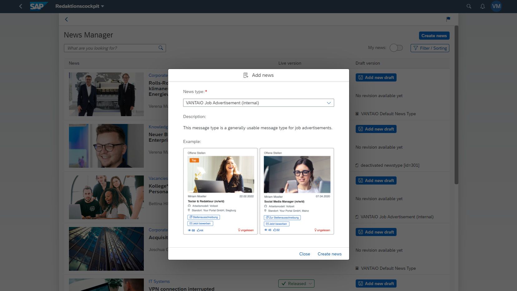 Enterprise News Manager Job Advertisement News Type