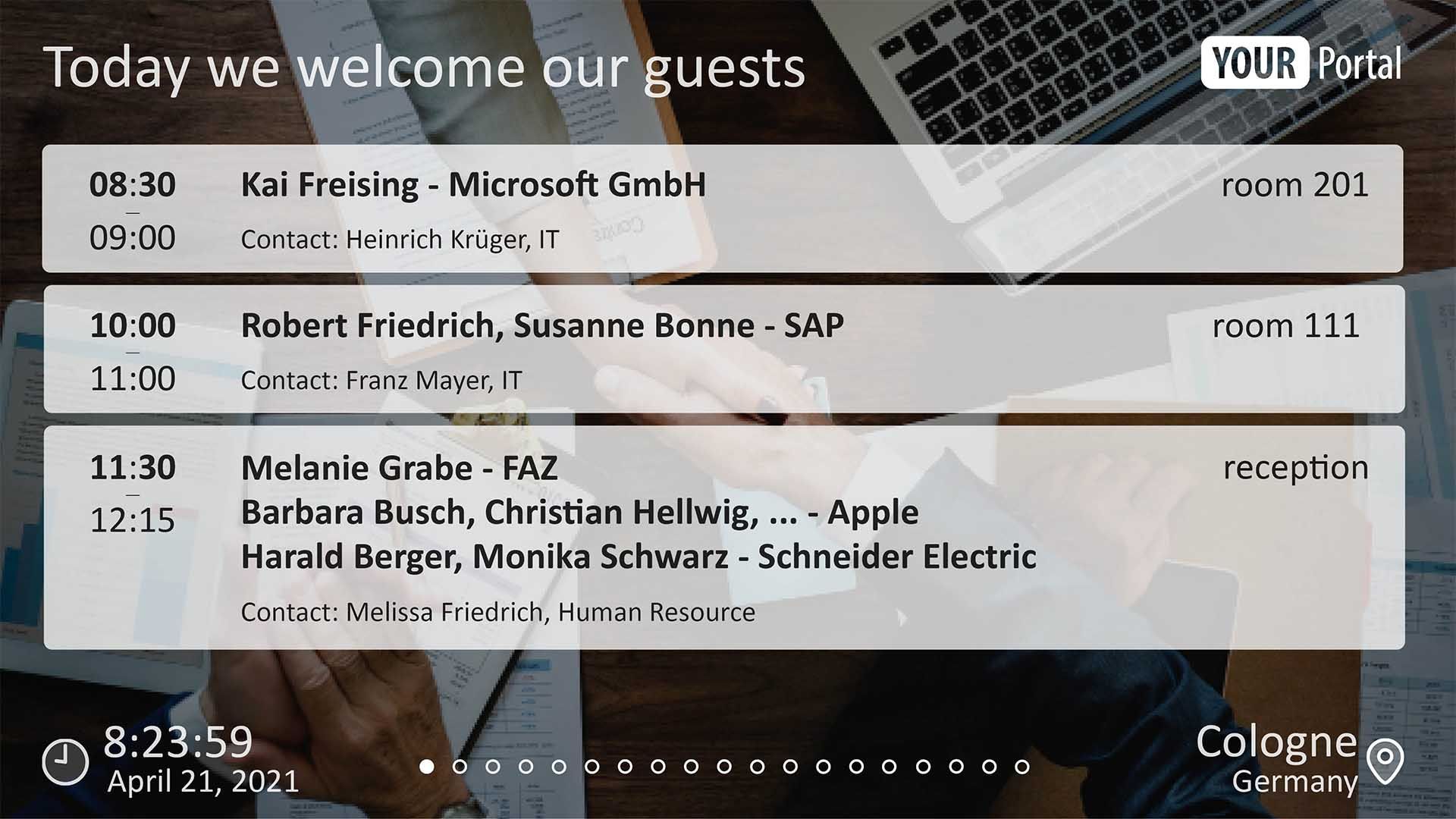 Enterprise TV Display Gästebegrüßung