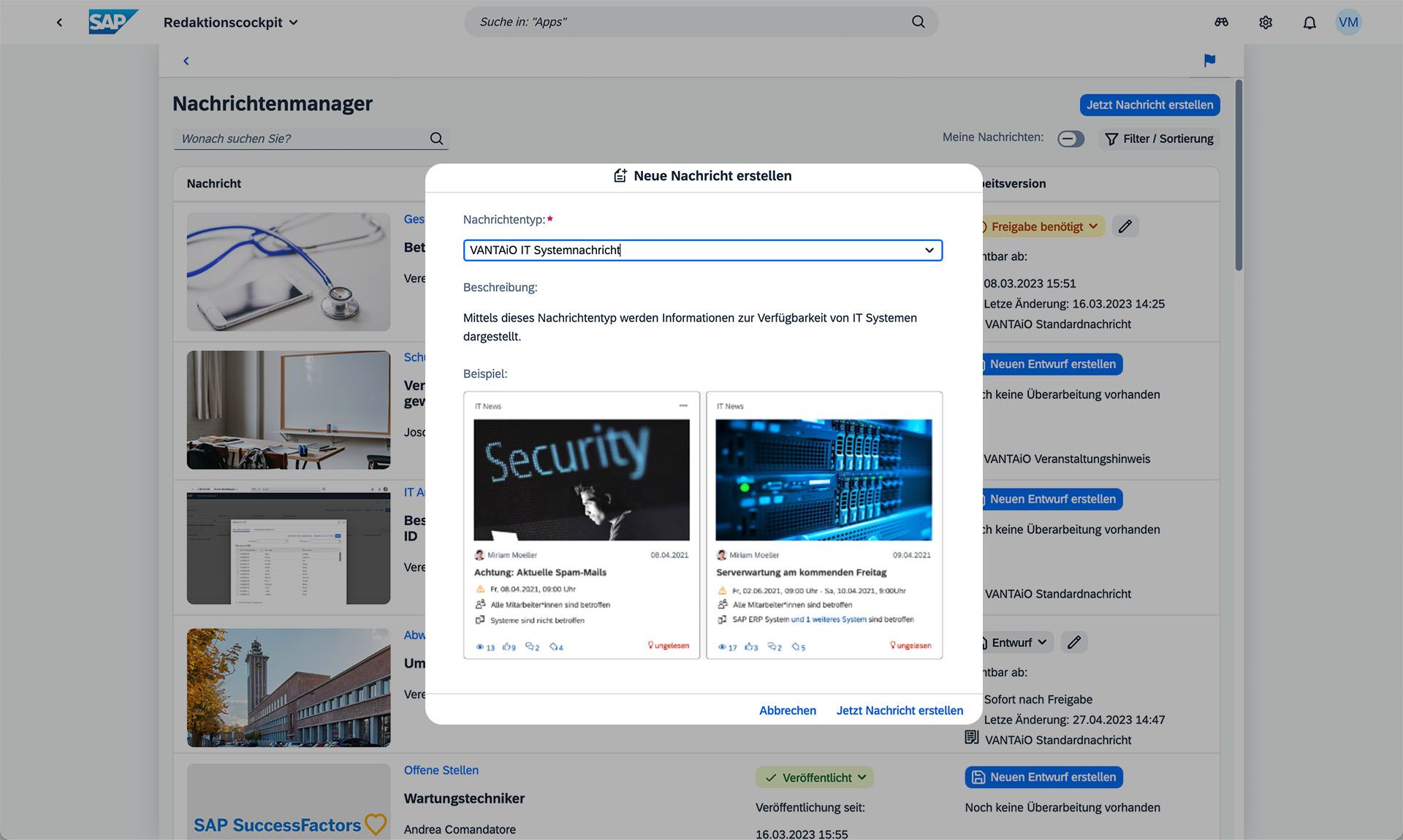 VANTAiO News Manager Redaktionscockpit Titel erstellen
