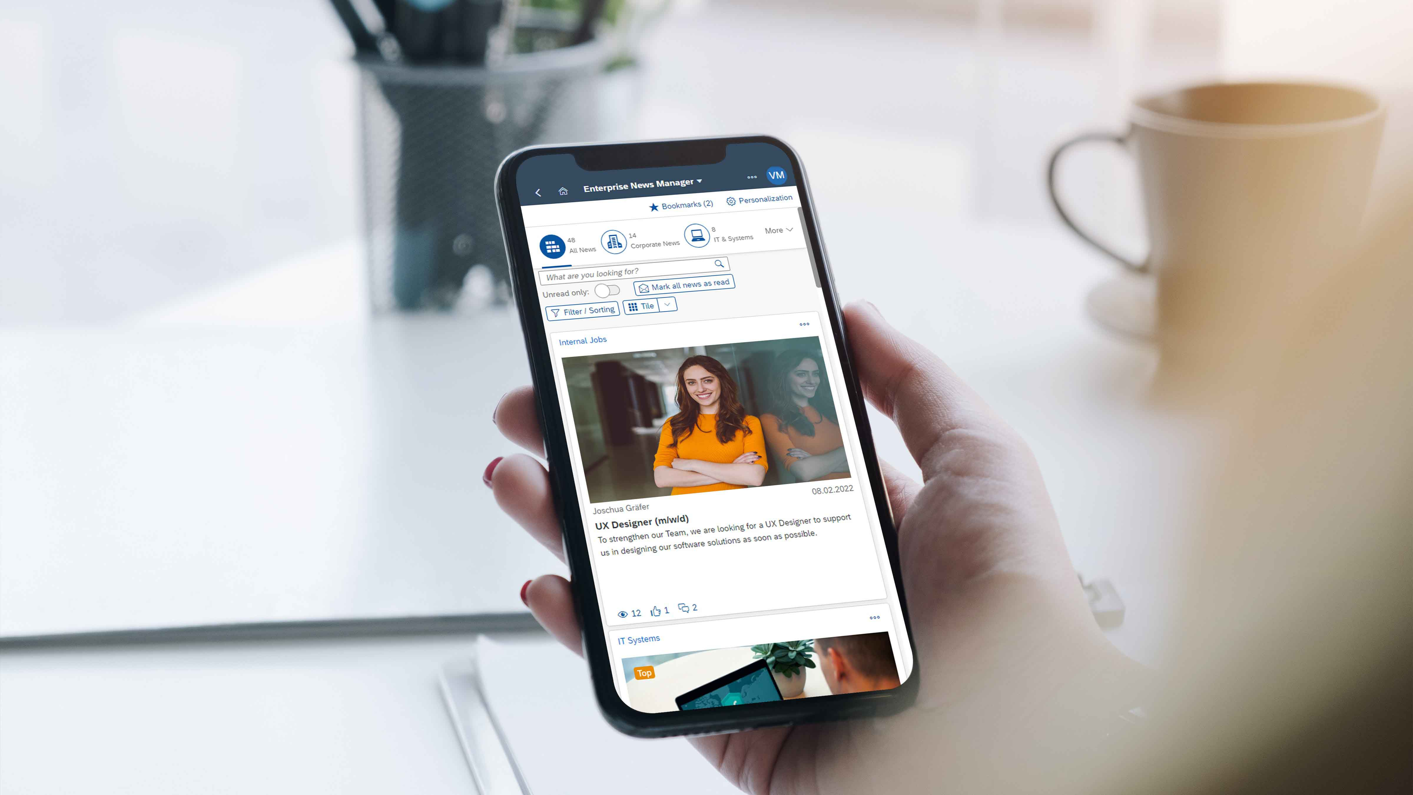 Enterprise News Manager on Smartphone