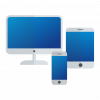 Illustration von Desktop, Tablet und Smartphone als Hinweis auf Geräteunabhängigkeit der iNFOHUB App